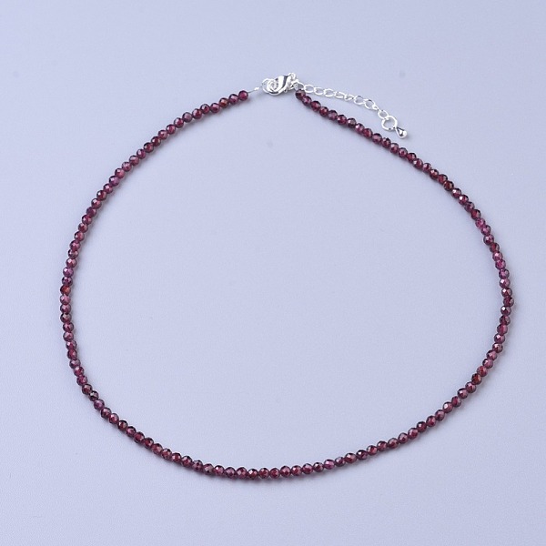 

PandaHall Natural Garnet Beaded Necklaces, with Brass Lobster Claw Clasps, Faceted Round Beads, 16.5 inch~16.7 inch(42~42.5cm)x3~3.5mm...