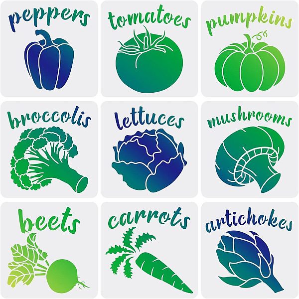 

PandaHall FINGERINSPIRE 9 Pcs Vegetable Plant Label Word Set Stencils Template, 7.9x7.9 Inch Spring Backyard Reusable Stencils for Spring...