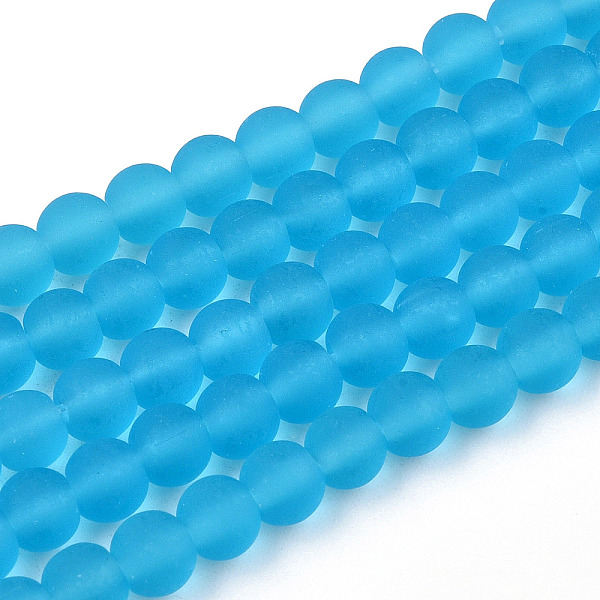 

PandaHall Transparent Glass Beads Strands, Frosted, Round, Deep Sky Blue, 4~4.5mm, Hole: 0.8mm, about 97~99pcs/strand, 14.76 inch~14.96 inch...