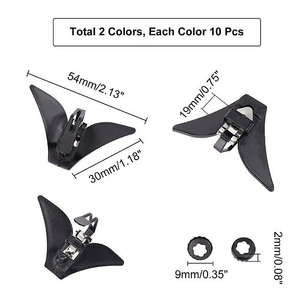 

PandaHall CHGCRAFT 20Pcs 2 Colors Bow Tie Clips Bowtie Hardware Fastener Black Silver Iron Clip-On Tie Clip with Plastic Fixed Collar Clips..., Multicolor