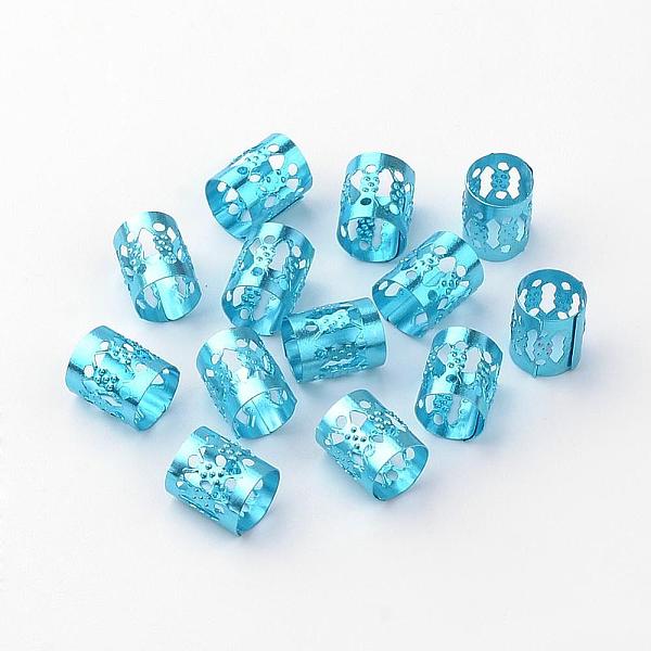 

PandaHall Aluminum Dreadlocks Beads Hair Decoration, Hair Coil Cuffs, Deep Sky Blue, 9x8mm, Hole: 7mm Aluminum Blue