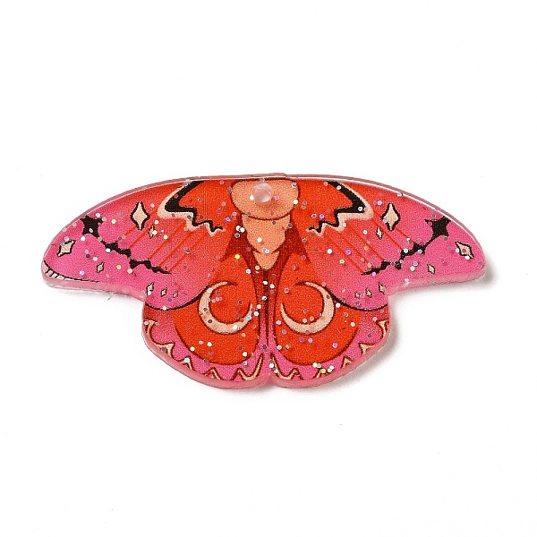 

PandaHall Printed Acrylic Pendants, with Sequins, Butterfly Charm, Tomato, 22x44.5x2.5mm, Hole: 1.6mm Acrylic Butterfly Red