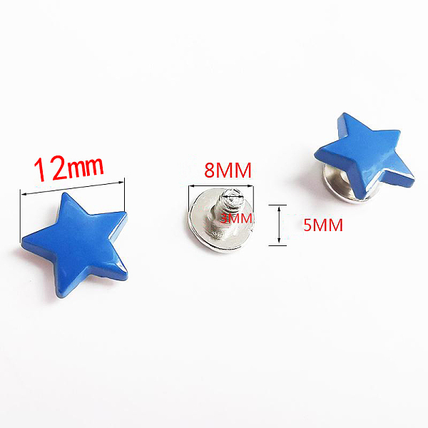 

PandaHall Alloy Rivets Set, Star, for Purse Handbag Shoes Punk Rock Leather Craft Clothes Belt, Platinum, Blue, 12x12mm Alloy Star Blue