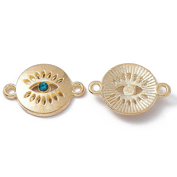 

PandaHall Alloy Connector Charms, with Rhinestones, Flat Round Links with Eye, Golden, Blue Zircon, 13x19x3mm, Hole: 1.4mm Alloy+Rhinestone..., Cyan