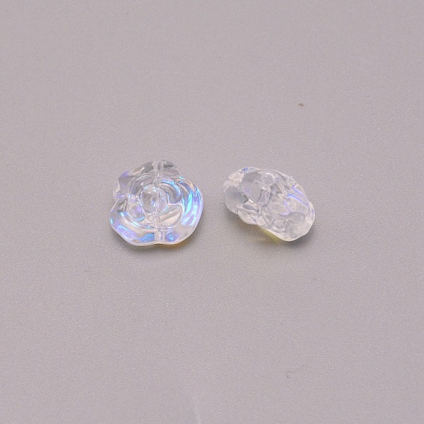 

PandaHall Glitter Lampwork Beads, Rose, Clear AB, 12.5x14x9mm, Hole: 1.2mm Lampwork Flower White