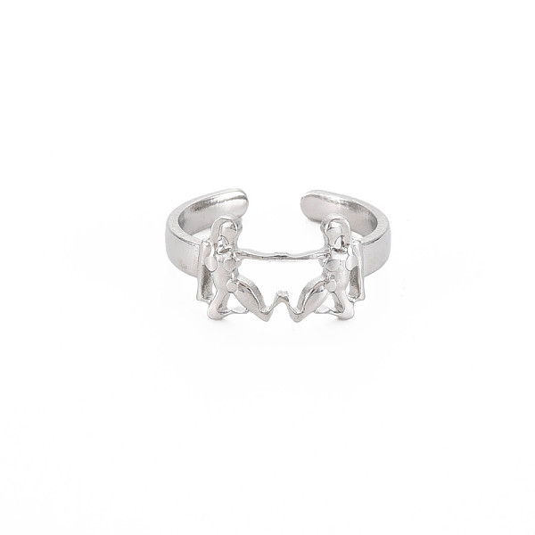 

PandaHall 304 Stainless Steel 12 Constellations/Zodiac Signs Open Cuff Ring for Women, Stainless Steel Color, Gemini, US Size 7 1/4(17.5mm)...