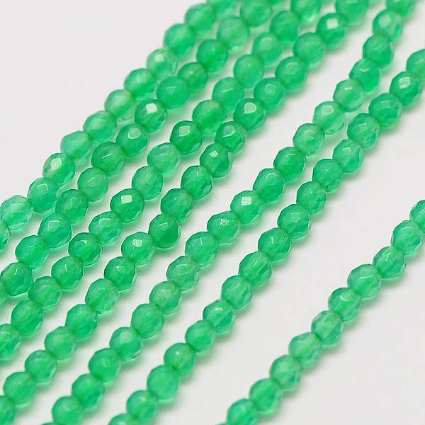 

PandaHall Natural Green Onyx Agate Beads Strands, Faceted Round, Dyed, Sea Green, 3mm, Hole: 0.8mm, about 131pcs/strand, 15.5 inch Green...