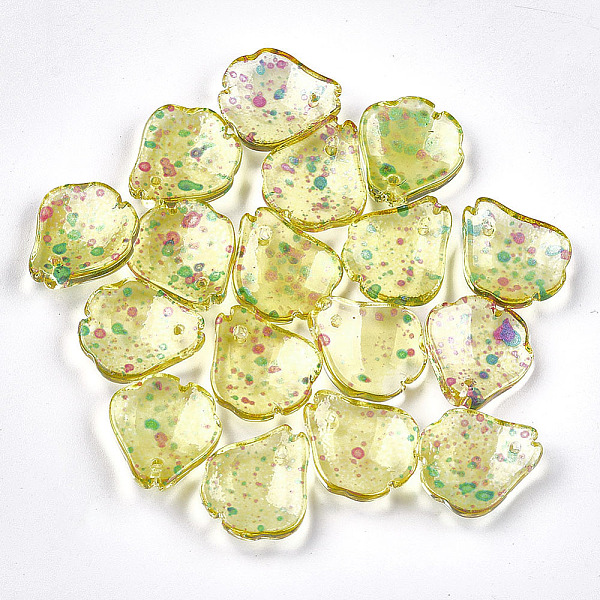 

PandaHall Spray Painted Glass Pendants, Petaline, Colorful, 16x14~14.5x3.5mm, Hole: 1mm Glass Petaline