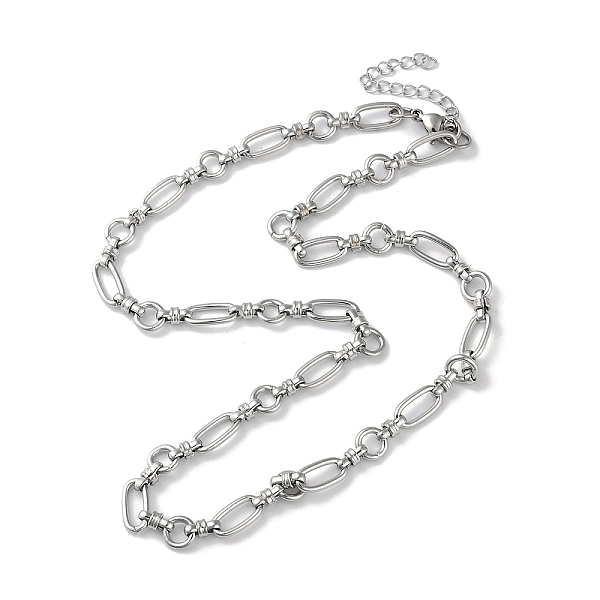 

PandaHall 304 Stainless Steel Oval & Ring Link Chain Necklaces for Women, Stainless Steel Color, 17.52 inch(44.5cm) 304 Stainless Steel Oval