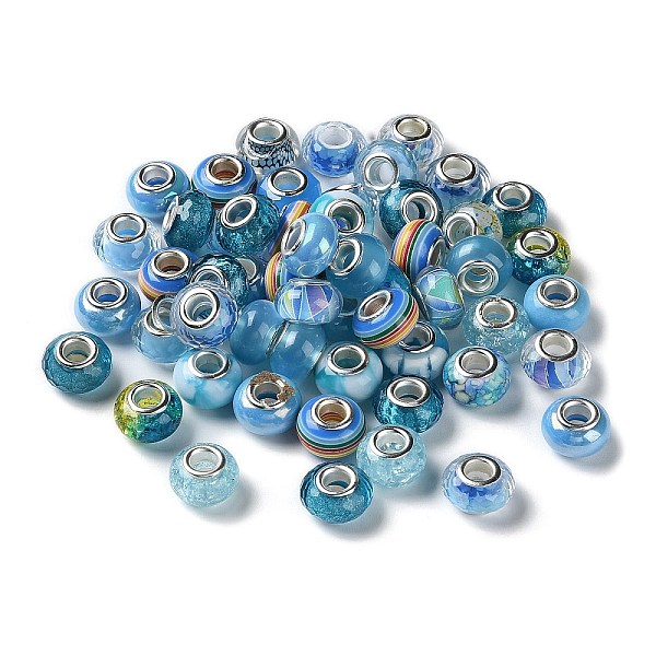 

PandaHall Resin European Beads, with Platinum Plated Brass Core, Rondelle, Light Sky Blue, 13.5x9mm, Hole: 5mm Resin+Brass Core Rondelle