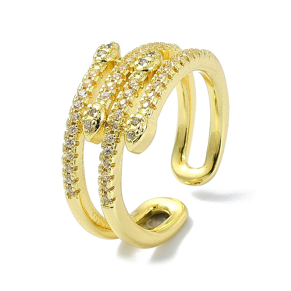 

PandaHall Brass with Cubic Zirconia Open Cuff Ring, Snake, Real 18K Gold Plated, Inner Diameter: 18mm Brass Snake Clear
