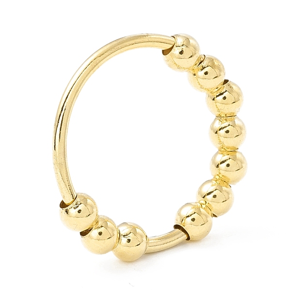 

PandaHall Brass Rotating Beaded Finger Ring, Anxiety Stress Relief Jewelry for Women, Golden, Inner Diameter: 19mm Brass