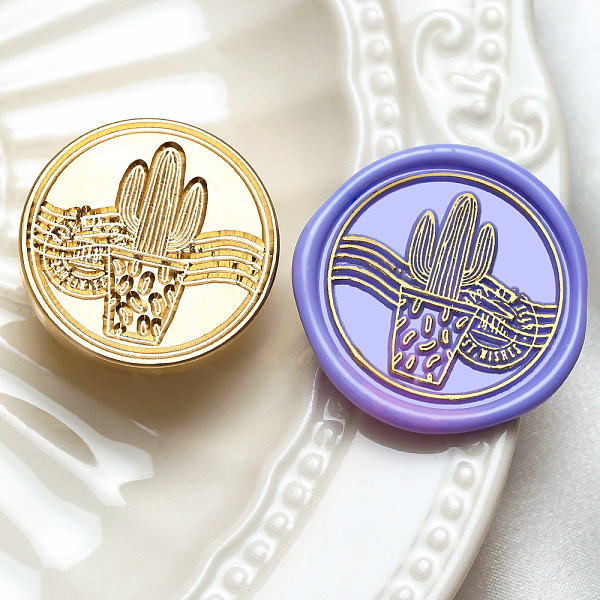 

PandaHall Wax Seal Brass Stamp Heads, for Wax Seal Stamp, Golden, Cactus, 30x14mm, Inner Diameter: 7mm Brass Cactus
