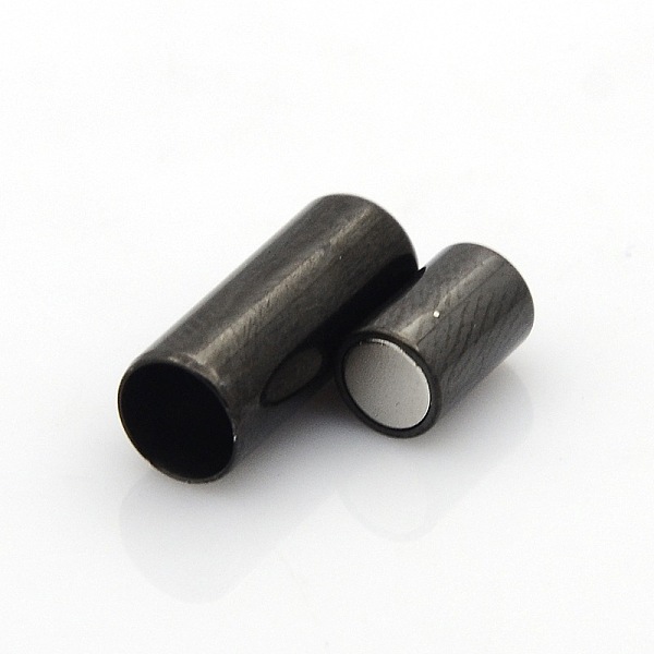 304 Stainless Steel Smooth Surface Magnetic Clasps with Glue-in Ends Fit 5mm Cords