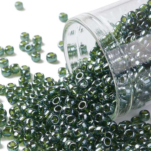 

PandaHall TOHO Round Seed Beads, Japanese Seed Beads, (119) Transparent Luster Olivine, 8/0, 3mm, Hole: 1mm, about 1110pcs/50g Glass Green