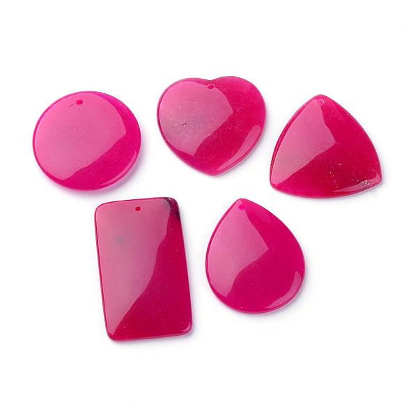 

PandaHall Dyed Natural Agate Pendants, Mixed Shape, Camellia, 45~61.5x35.5~46x6~8mm, Hole: 2~2.5mm Natural Agate Mixed Shapes Pink