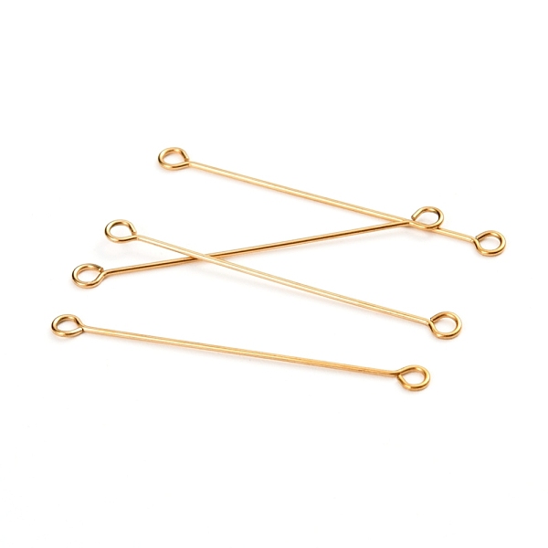 

PandaHall Ion Plating(IP) 304 Stainless Steel Eye Pins, Double Sided Eye Pins, Golden, 36x0.6mm, Hole: 1.5mm 304 Stainless Steel