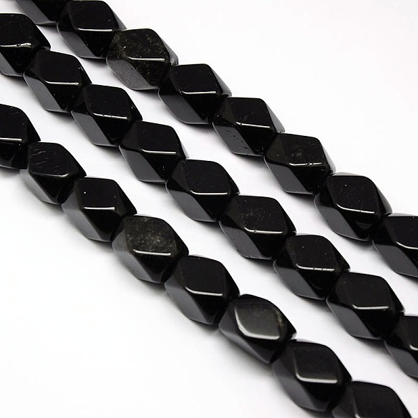 

PandaHall Natural Obsidian Faceted Rhombus Beads Strands, 18x13x12mm, Hole: 1mm, about 22pcs/strand, 15.74 inch Obsidian Rhombus