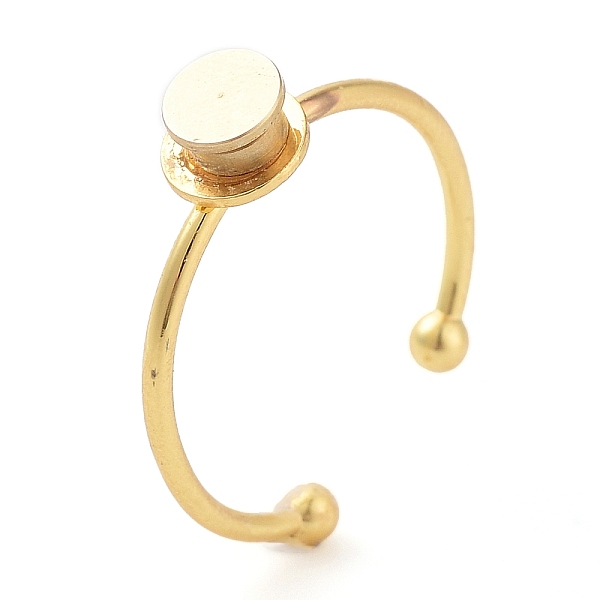 

PandaHall Brass Open Cuff Ring Components, Turntable Base Table Tray Plain Pad Ring Settings, Flat Round, for Rotating Ring Making, Real 18K...