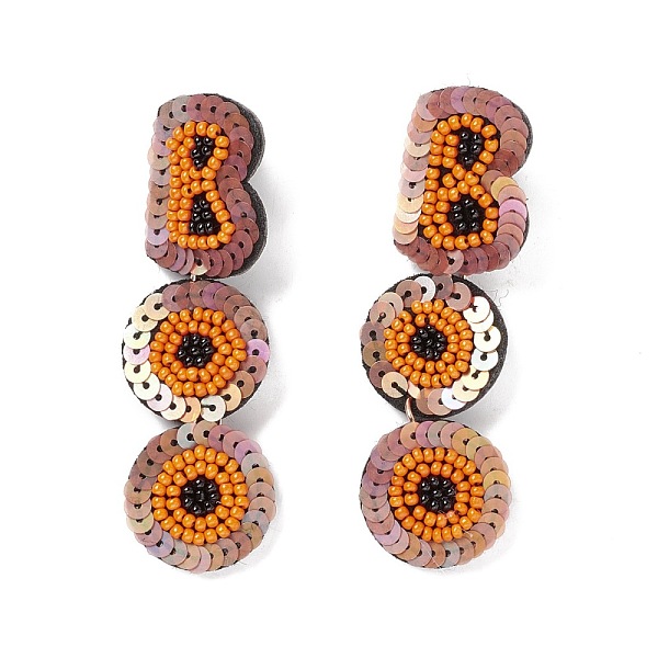 

PandaHall Word Boo Glass Seed Braided Dangle Stud Earrings, Halloween 316 Stainless Steel Jewelry for Women, Orange, 75mm, Pin: 0.6mm Glass...