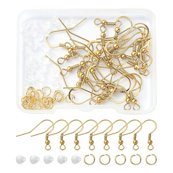 

PandaHall 30Pcs 304 Stainless Steel French Earring Hooks, Ear Wire, French Hooks with Coil and Ball, with 30Pcs Jump Rings & 30Pcs Plastic...