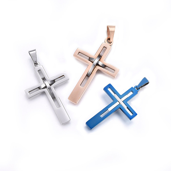 

PandaHall 304 Stainless Steel Pendants, Cross, Mixed Color, 45x29x4mm, Hole: 8x5mm 304 Stainless Steel Cross Multicolor