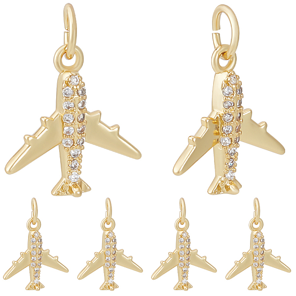

PandaHall Beebeecraft 10Pcs Rack Plating Brass Micro Pave Cubic Zirconia Charms, Passenger Plane Charm, Long—Lasting Plated, with Jump Rings..., Clear
