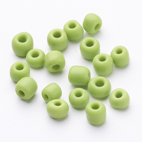

PandaHall 6/0 Opaque Colours Round Glass Seed Beads, Green Yellow, Size: about 4mm in diameter, hole:1.5mm, about 495pcs/50g Glass Green
