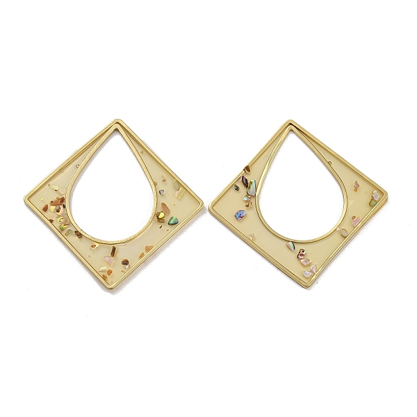 

PandaHall Epoxy Resin Pendants, with Shell and Brass Findings, Rhombus with Teardrop Charms, Golden, 41~42x41.5~42x1.2~1.4mm, Hole...