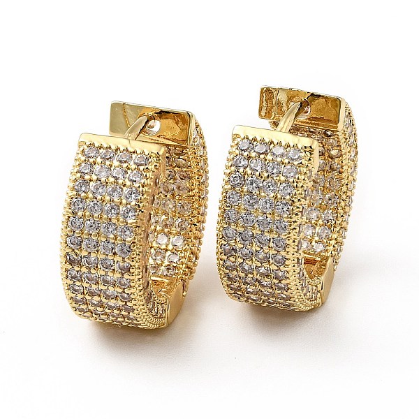 

PandaHall Clear Cubic Zirconia Hinged Hoop Earrings, Rack Plating Brass Jewelry for Women, Real 18K Gold Plated, 17x7mm, Pin: 0.8mm Cubic...
