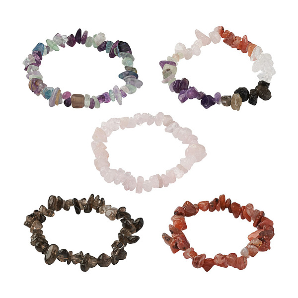 

PandaHall Fashewelry 5Pcs 5 Style Natural Mixed Stone Chip Beads Stretch Bracelets for Women, Inner Diameter: 1-3/4~2 inch(4.5~5.2cm)...