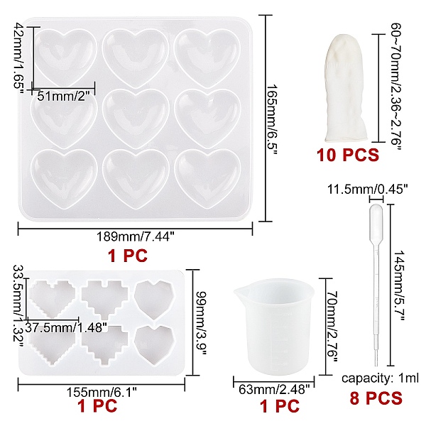 

PandaHall SUNNYCLUE DIY Silicone Molds Kits, Resin Casting Moulds, For UV Resin, Epoxy Resin Jewelry Making, with Plastic Pipettes, Silicone..., White