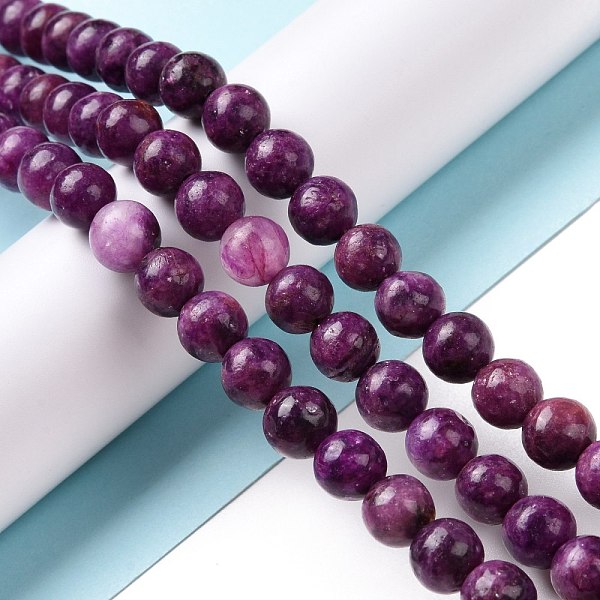 

PandaHall Natural Kunzite Beads Strands, Round, 8mm, Hole: 1.2mm, about 50pcs/strand, 15.75 inch(40cm) Kunzite Round Purple