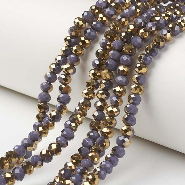 

PandaHall Electroplate Opaque Glass Beads Strands, Half Golden Plated, Faceted, Rondelle, DarkSlate Blue, 6x5mm, Hole: 1mm, about...