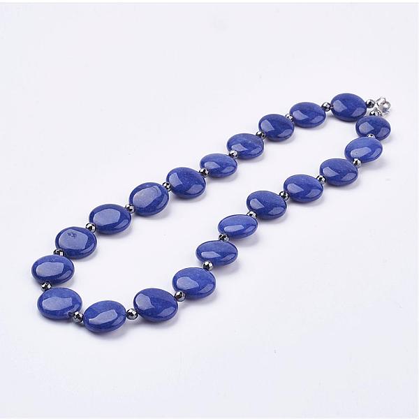 

PandaHall Natural Lapis Lazuli Beaded Necklaces, with Non-Magnetic Synthetic Hematite Beads & Platinum Plated Brass Lobster Claw Clasps...