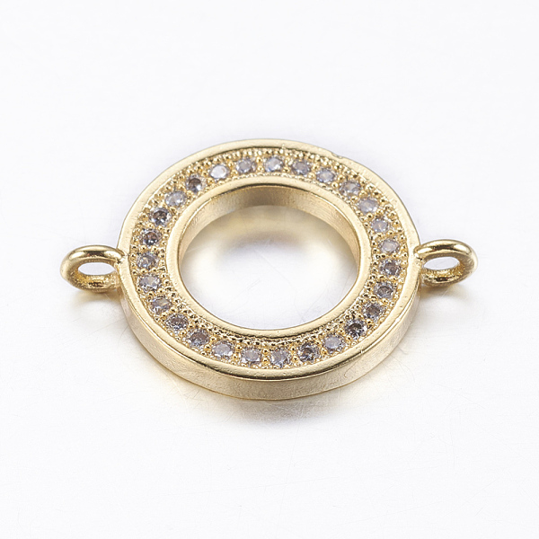 

PandaHall Brass Micro Pave Cubic Zirconia Links, Flat Round, Real 18K Gold Plated, 14x19.5x2mm, Hole: 1.5mm Brass+Cubic Zirconia Flat Round