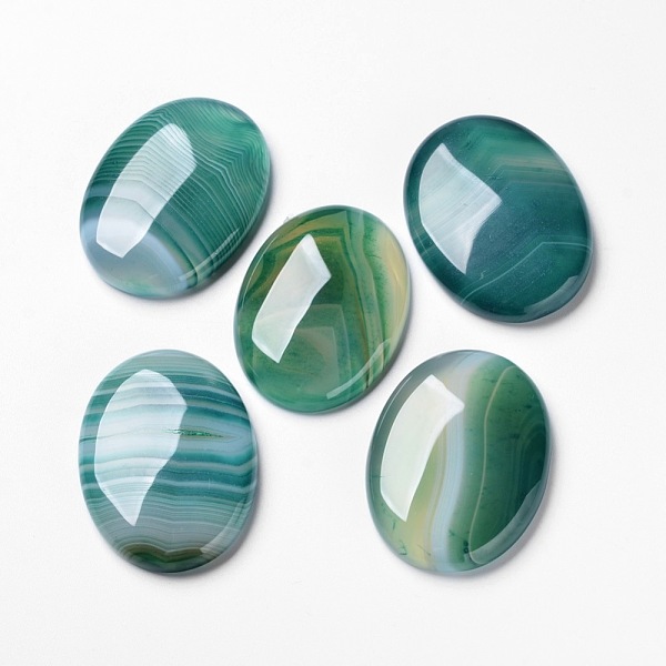 

PandaHall Natural Green Agate Cabochons, Flat Back, Oval, Dyed, Green, 40x30x7.5mm Natural Agate Oval Green