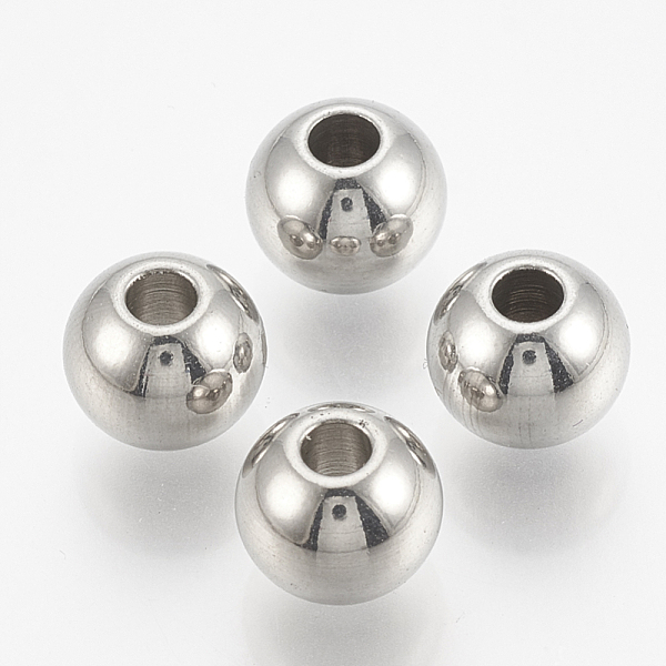 

PandaHall 201 Stainless Steel Beads, Round, Stainless Steel Color, 8x6.5mm, Hole: 2.5mm 201 Stainless Steel Round