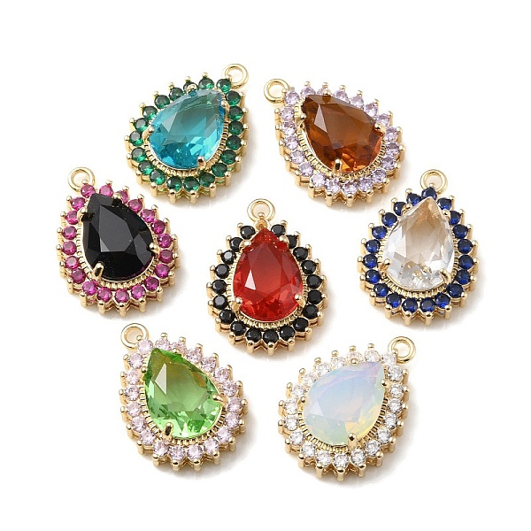 

PandaHall Brass with K9 Glass & Rhinestone Pendants, Light Gold, Teardrop Charms, Mixed Color, 24.5x17x8mm, Hole: 2mm K9 Glass Teardrop..., Multicolor