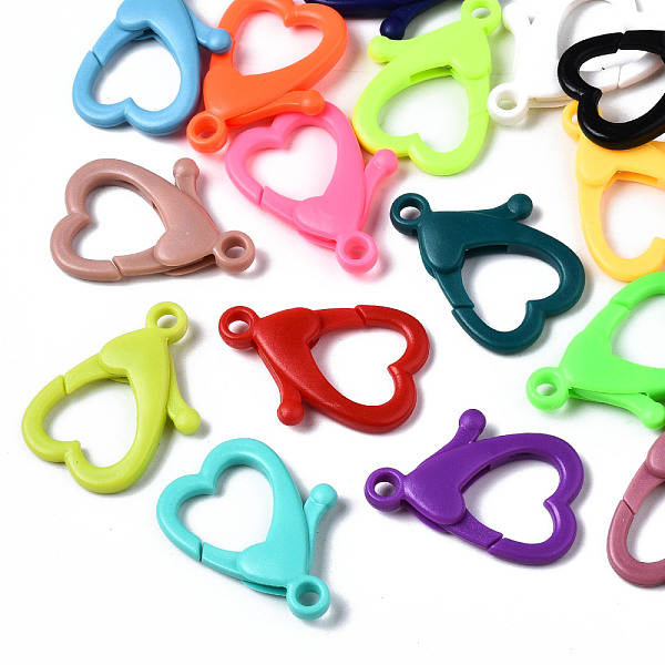 

PandaHall Opaque Acrylic Lobster CLaw Clasps, Heart, Mixed Color, 29.5x22x5mm, Hole: 3mm Acrylic Heart Multicolor