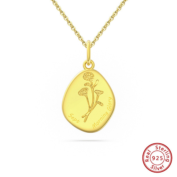 

PandaHall Birth Flower Style 925 Sterling Silver Pendant Necklaces, Real 14K Gold Plated, 17.91 inch(45.5cm) Sterling Silver Flower