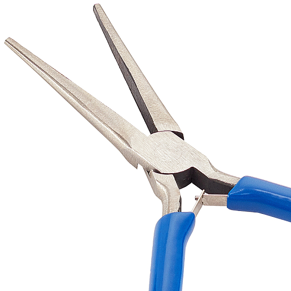 PandaHall SUNNYCLUE 45# Carbon Steel Long Chain Nose Pliers, Hand Tools, Polishing, Royal Blue, Stainless Steel Color, 14x7.6x0.9cm, 1pc/set...