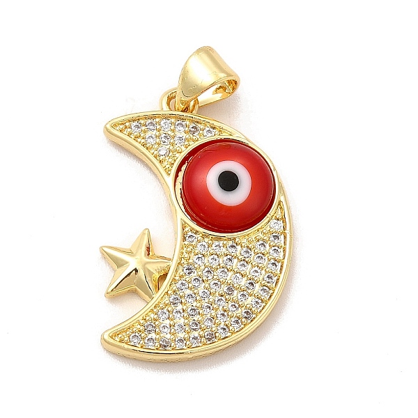 

PandaHall Rack Plating Brass Micro Pave Clear Cubic Zirconia Pendants, with Handmade Evil Eye Lampwork, Cadmium Free & Lead Free..., Red