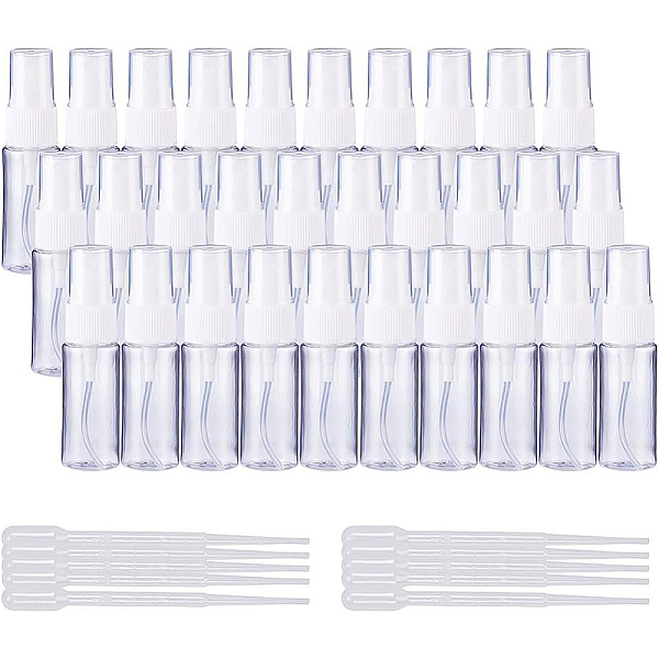 

PandaHall PET Plastic Refillable Lotion Perfume Pump Spray Bottle and 2ml Disposable Plastic Dropper, Transfer Graduated Pipettes, Clear...