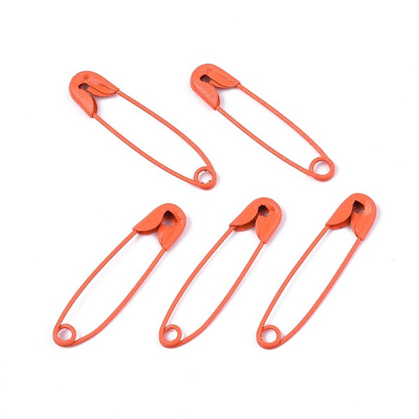 

PandaHall Spray Painted Iron Safety Pins, Cadmium Free & Nickel Free & Lead Free, Coral, 30~31x7x2.5mm Iron Red