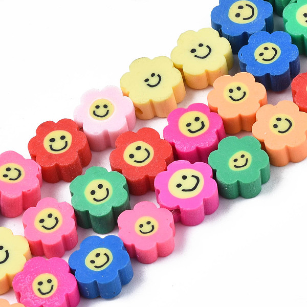 

PandaHall Handmade Polymer Clay Bead Strands, Flower with Smile, Mixed Color, 8~10x8~10x4~5mm, Hole: 1.2~1.6mm, about 38~40pcs/strand, 12.99..., Multicolor