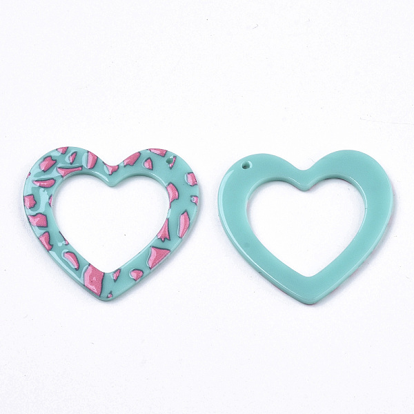 

PandaHall Opaque Printed Acrylic Pendants, Heart, Turquoise, 36x39x2~3mm, Hole: 1.5mm Acrylic Heart Green
