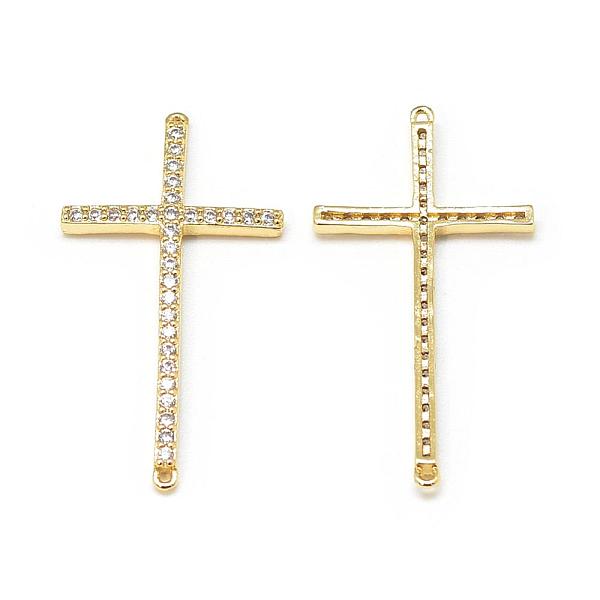 

PandaHall DIY Brass Micro Pave Cubic Zirconia Links, Sideways Cross, Golden, 37x19.5x2.5mm, Hole: 1mm Brass+Cubic Zirconia Cross