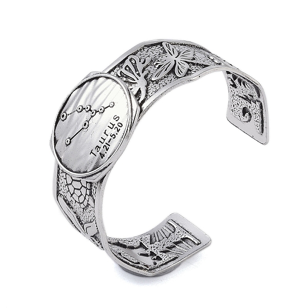

PandaHall Constellation Alloy Open Cuff Bangles for Women Men, Antique Silver, Taurus, Inner Diameter: 2-1/2 inch(6.2cm), 20~31mm Alloy...