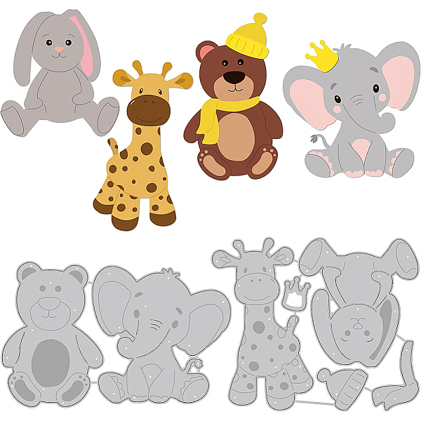 

PandaHall BENECREAT 2Pcs 4 Style Stuffed Animal Cutting Dies, Bear Elephant Rabbit Deer Embossing Stencils Template for Card Scrapbooking...